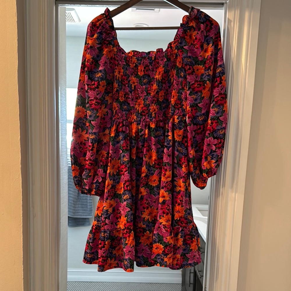 Maternity Floral Smocked Dress in Vibrant Colors